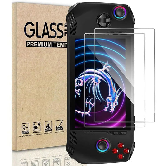 2 protectores de pantalla para consola portátil, cristal templado antiarañazos y sin burbujas, con borde curvo para MSI Claw A1M.