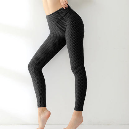 Pantalones de yoga HANRAN de cintura alta con estampado de burbujas 2025 - Leggings transpirables para entrenamiento con efecto push-up y realce de glúteos para mujer