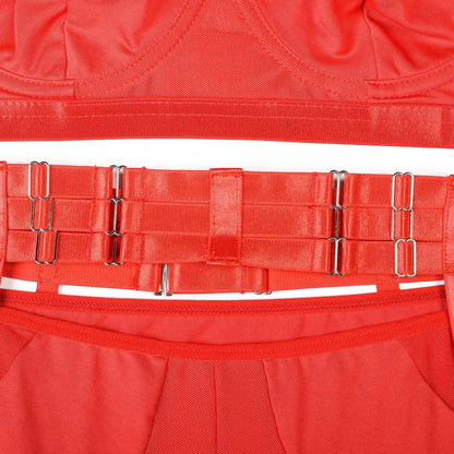 Conjunto de lencería sexy para mujer, con panel de encaje, escote en V profundo, glúteos abiertos, tirantes con forma de corazón de melocotón, cadena cruzada, liguero, ropa interior de tres piezas