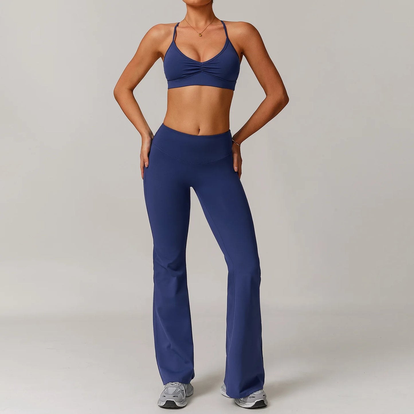 Women's Tracksuit 2PCS Yoga Sets Sportswear Workout Fitness Long Sleeved Sports Bra High Waist Leggings Gym Clothing Sports Suit
