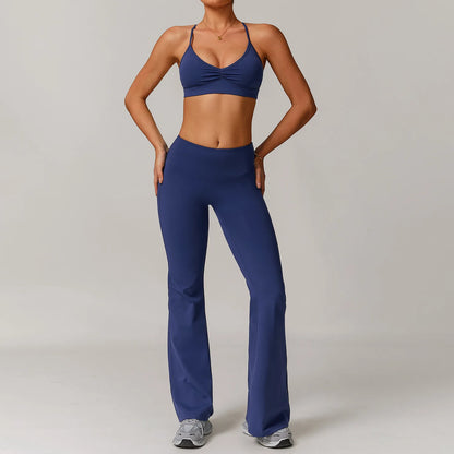 Women's Tracksuit 2PCS Yoga Sets Sportswear Workout Fitness Long Sleeved Sports Bra High Waist Leggings Gym Clothing Sports Suit