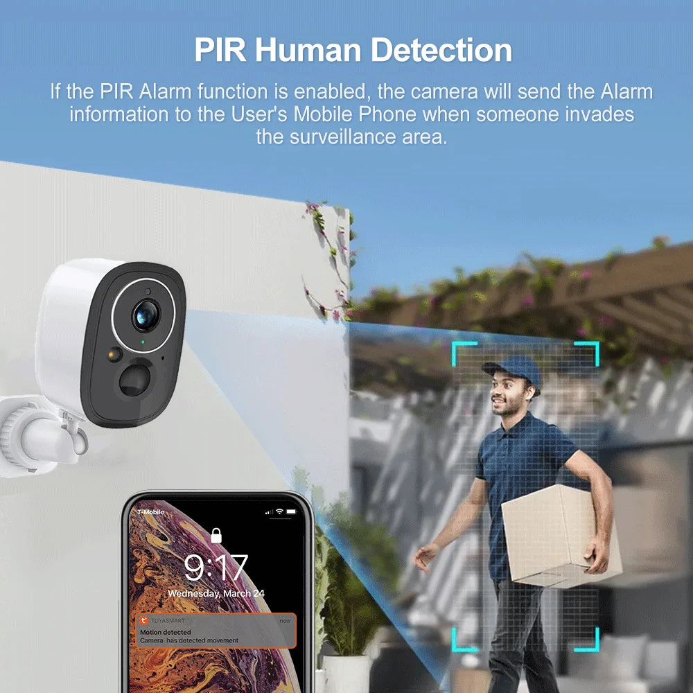 Cámara de seguridad exterior inalámbrica Tuya de 5 MP con WiFi y energía solar, batería de bajo consumo, sensor PIR de presencia, cámara IP de vigilancia a color para visión nocturna