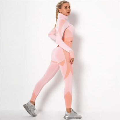 Conjunto de 3 piezas de yoga sin costuras, chaleco deportivo de fitness, pantalones de cintura alta que levantan la cadera, ropa de entrenamiento, conjunto de leggings de gimnasio para mujer