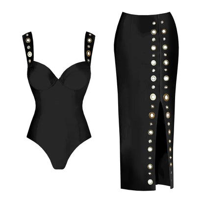 Traje de baño de una pieza sexy con cubierta, traje de baño de tendencia para mujer, traje de baño negro, traje de baño, ropa de playa