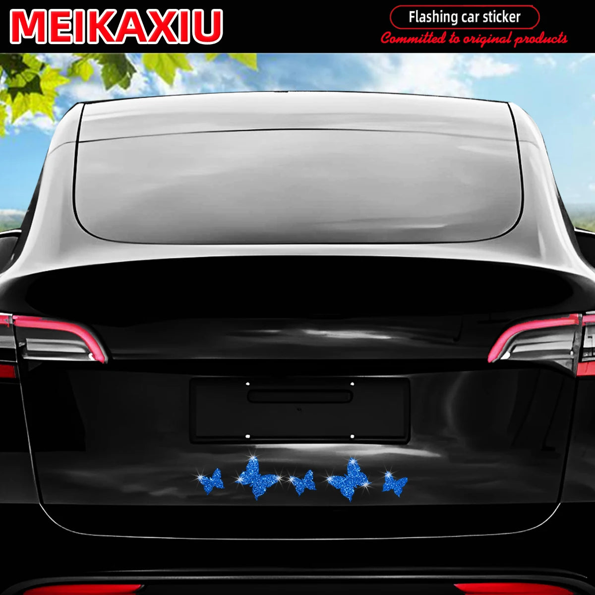 Nueva pegatina brillante con forma de mariposa para decoración de coche, pegatina para la puerta del coche.