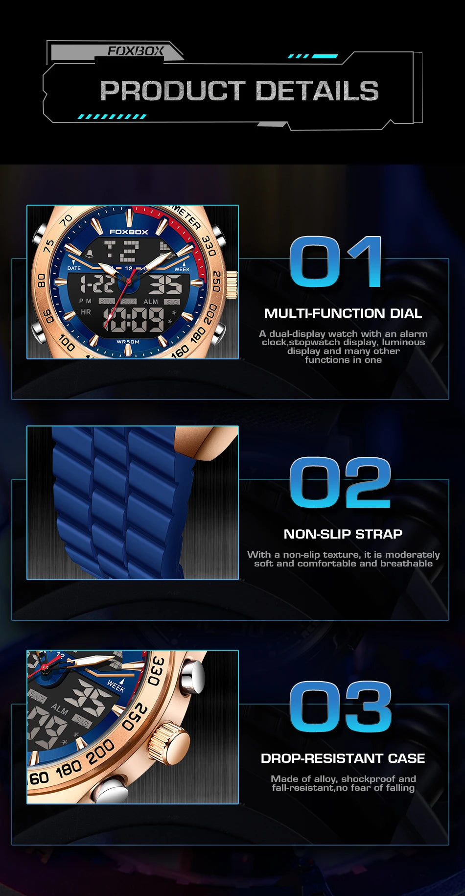 Reloj digital de lujo para hombre FOXBOX, marca superior, modelo 2026 New Business Watch, estilo militar, resistente al agua, a la moda, con movimiento de cuarzo.