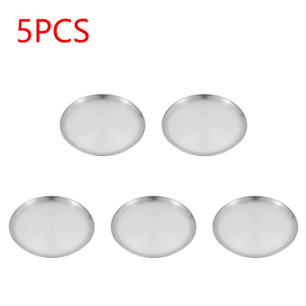 Plato de camping de acero inoxidable, vajilla, contenedor de alimentos, plato de picnic, utensilios de cocina, equipo de camping para senderismo, suministros de camping, nueva base