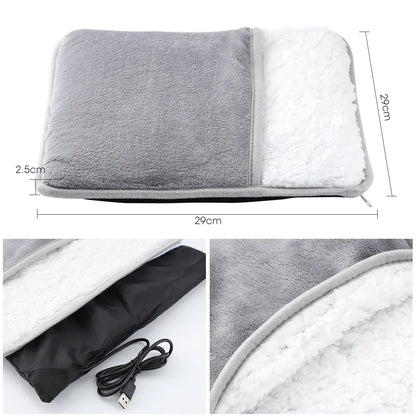 Almohadilla eléctrica para calentar pies de invierno, con carga USB, suave y lavable, para mejorar el sueño y el hogar.