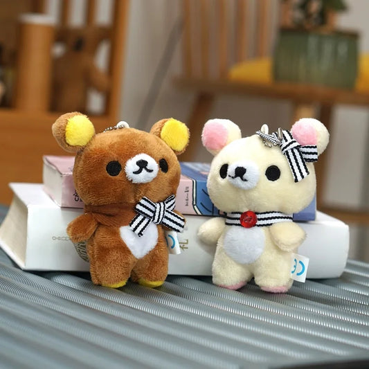 Llavero de peluche de Rilakkuma, accesorio de mochila suave con colgante, regalo de cumpleaños para niña y niño.