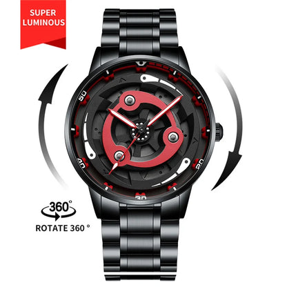 Reloj de cuarzo con esfera giratoria caleidoscopio Sharingan, esfera de anime japonés 3D, reloj de marca superior de lujo, resistente al agua, reloj de moda para hombre.