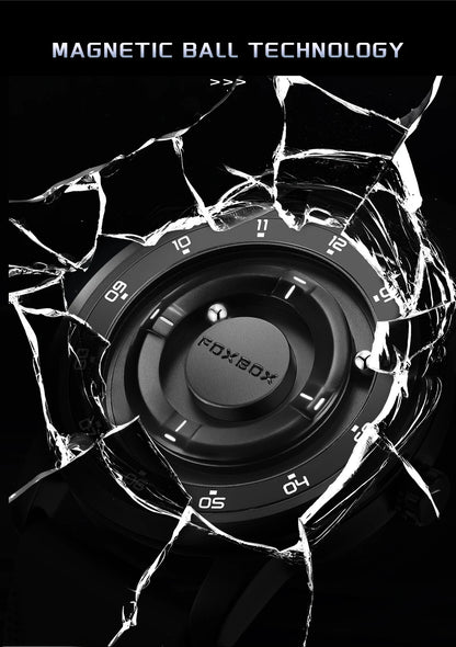Reloj FOXBOX con diseño de planeta, puntero magnético flotante, rodamiento de bolas libre, creativo, sencillo, resistente al agua, de cuarzo para hombre.