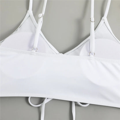 Bikini con cordón y estampado tropical para mujer, traje de baño de cintura alta con lazo frontal, pantalones cortos, traje de baño sexy para mujer, ropa de playa de verano