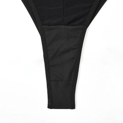 Conjunto de lencería sexy para mujer, con panel de encaje, escote en V profundo, glúteos abiertos, tirantes con forma de corazón de melocotón, cadena cruzada, liguero, ropa interior de tres piezas