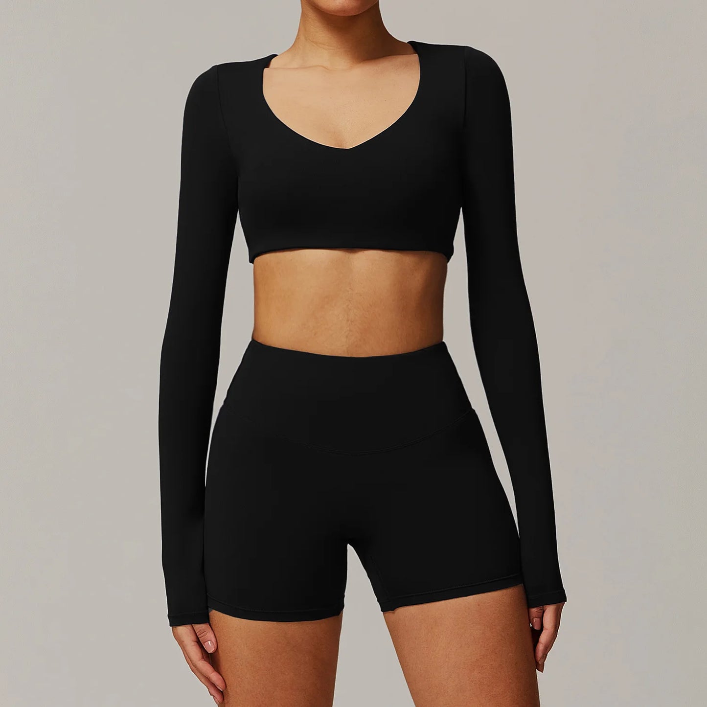 Women's Tracksuit 2PCS Yoga Sets Sportswear Workout Fitness Long Sleeved Sports Bra High Waist Leggings Gym Clothing Sports Suit
