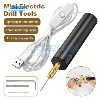 Mini taladro eléctrico de mano, bricolaje, USB, herramientas para resina epoxi, fabricación de joyas, artesanía en madera, grabado, pluma.
