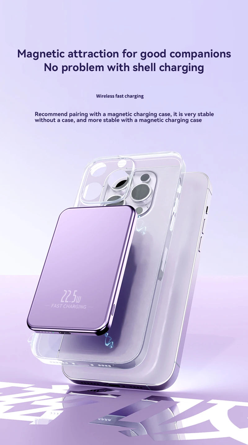 Cargador portátil magnético ultrafino Xiaomi de 500.000 mAh y 22,5 W PD con carga ultrarrápida para iPhone y Samsung.