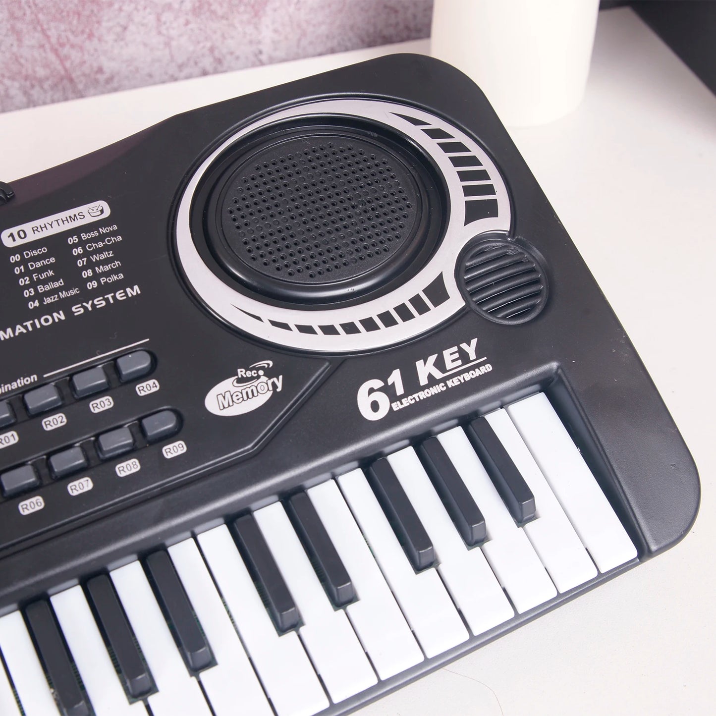 Teclado electrónico de música digital negro de 61 teclas, piano eléctrico, instrumento musical de regalo para niños.