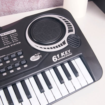 Teclado electrónico de música digital negro de 61 teclas, piano eléctrico, instrumento musical de regalo para niños.
