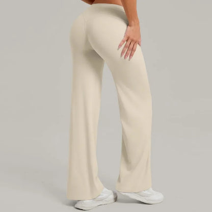 Pantalones de yoga rectos de pierna ancha para mujer, nuevos pantalones de pilates, pantalones deportivos ajustados que realzan la cadera, pantalones casuales para correr al aire libre, pantalones de fitness.