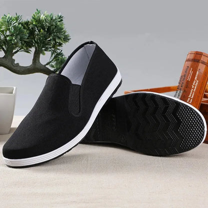 Zapatos de tela para hombre de Beijing, zapatos de trabajo de nuevo estilo, suela de goma, zapatos de tela negros, zapatos de trabajo de un solo paso, zapatos casuales de punta redonda transpirables