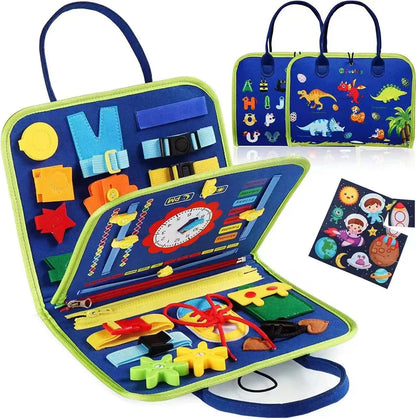 Tablero de actividades Montessori para niños pequeños, juguetes sensoriales, aprendizaje preescolar, actividades educativas de viaje para niños, habilidades motoras finas