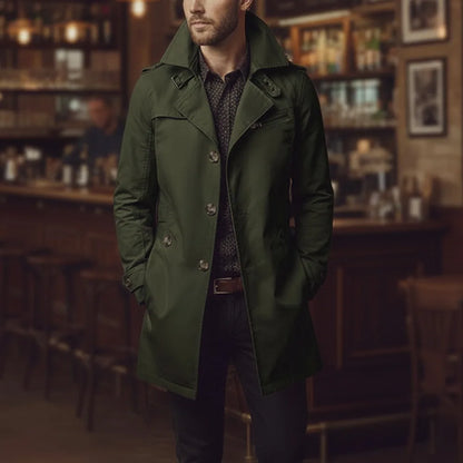 Chaqueta de algodón de hombre, entallada, con cuello de muesca y un solo botón, estilo gabardina, ideal para la oficina o para un look casual de negocios.
