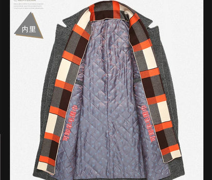 Abrigo de lana grueso con cuello tipo bufanda para hombre, ideal para otoño/invierno. Chaqueta de lana de alta calidad, estilo moderno y corte medio.