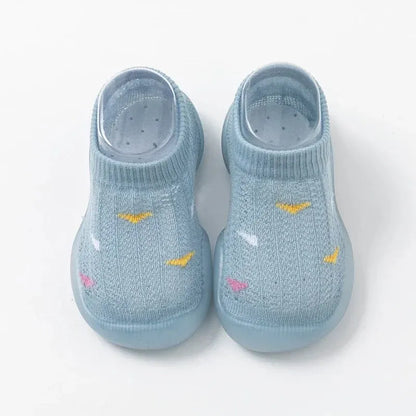 Zapatos para caminar para niños, zapatos de bebé, calcetines para bebé, zapatos antideslizantes para interiores, suela suave, superficie de malla, sandalias finas, pedal de un pie