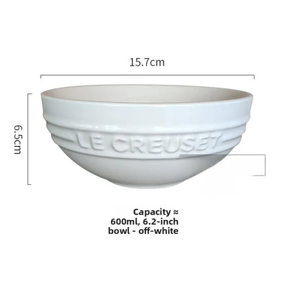 Cuenco de porcelana esmaltada de colores fríos Le Creuset, cuenco de arroz, cuenco para sopa con cara de arcoíris, cuenco francés con diseño de mono redondo para uso doméstico