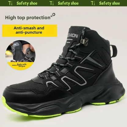 Botas de seguridad indestructibles para hombre, anti-aplastamiento, anti-perforación, para trabajos de construcción, con puntera de acero, botas de trabajo para hombre, calzado de seguridad laboral.