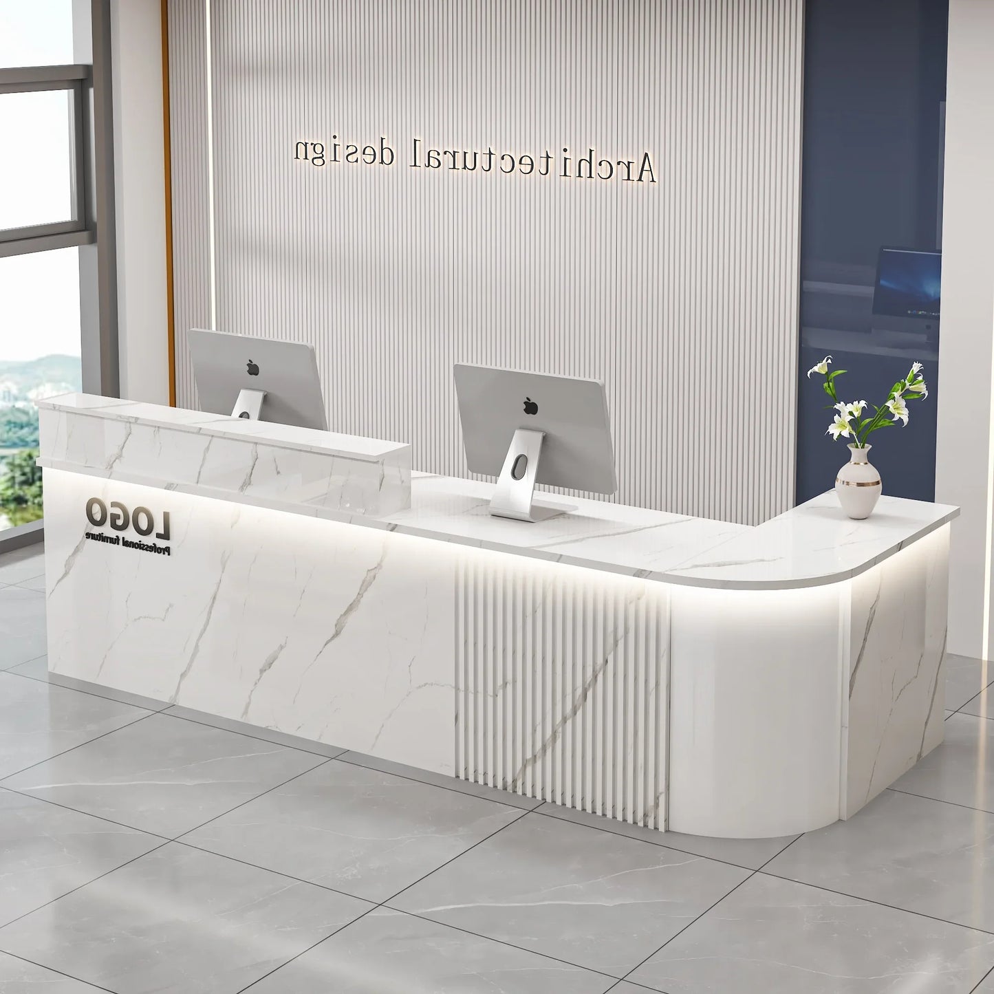 Mostrador de bar de oficina profesional, diseño de belleza de lujo simple, mostrador de recepción, salón moderno, Bancone Bar Lusso, muebles comerciales