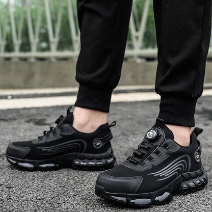 Zapatos de seguridad tipo zapatillas ligeras y transpirables con puntera de acero, diseño antiperforación, amortiguación de impactos y protección antiaplastamiento, calzado de trabajo para hombre.