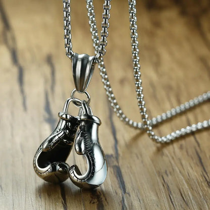 Collar para hombre, nuevo en estilo steampunk, hip hop, cadena de acero inoxidable, gótico, vintage, guante de boxeo, colgante, collar, joyería para hombres, gargantilla