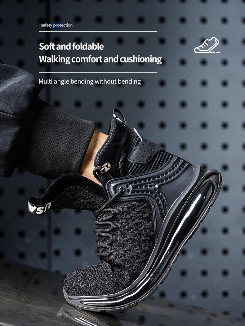 Botas de trabajo de seguridad para hombre con puntera de acero, nuevas, antiaplastamiento y antipinchazos. Calzado antideslizante para hombre, modelos para las cuatro estaciones.