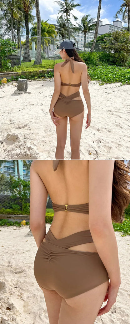Bikinis sexys 2024, trajes de baño para mujer, traje de baño femenino de cintura alta, trajes de baño rojos push up, conjunto de bikini coreano para niñas, ropa de playa, bañista