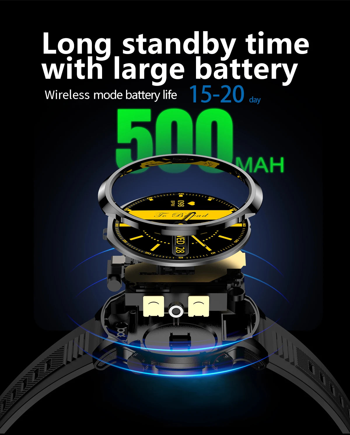 Reloj inteligente LIGE de 1,95 pulgadas con pantalla grande Ultra HD para hombre, llamadas Bluetooth, batería de 500 mAh, para deportes al aire libre y fitness, compatible con Android e iOS.