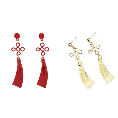 Pendientes con nudo chino, pendientes con dijes para celebraciones de aniversario y festividades.