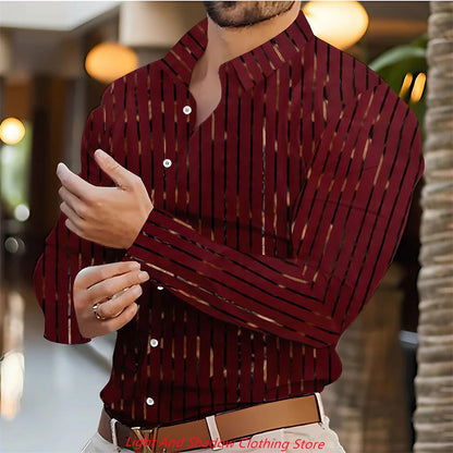 Camisa informal de hombre con estampado de cuadros, abotonada, ideal para vacaciones en Hawái. Manga larga, cuello alto, perfecta para primavera y otoño.