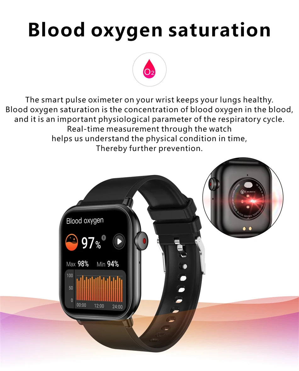 Nuevo reloj inteligente AMOLED para mujer, para hombre, con control de temperatura corporal, deportivo, fitness, resistente al agua, Bluetooth, llamadas, reloj inteligente digital para mujer.