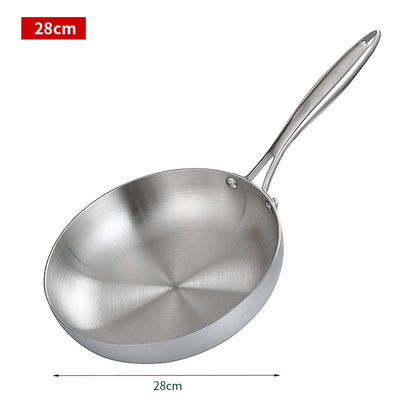 Sartén de acero inoxidable 304, antiadherente, para freír carne, sin revestimiento, para cocina de gas y de inducción.