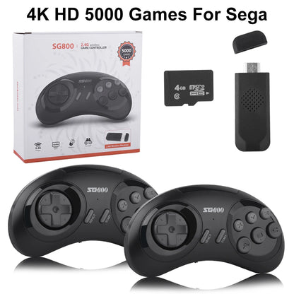 Consola de juegos retro SG800 4K, inalámbrica, 2,4 GHz, con 5000 juegos clásicos integrados, mando de videojuegos para Sega Mega Drive.