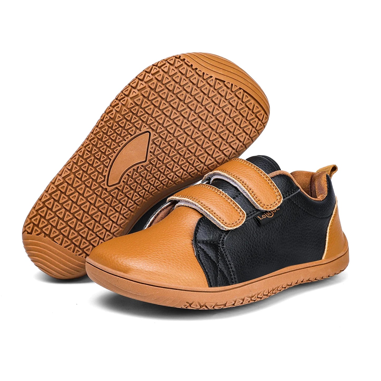 Zapatos descalzos para niños y niñas, zapatillas minimalistas de moda con punta ancha, ligeras, con velcro, de cuero artificial