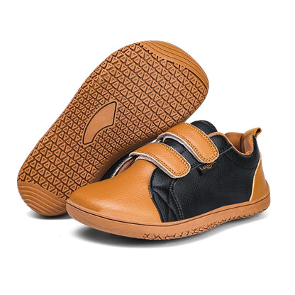 Zapatos descalzos para niños y niñas, zapatillas minimalistas de moda con punta ancha, ligeras, con velcro, de cuero artificial