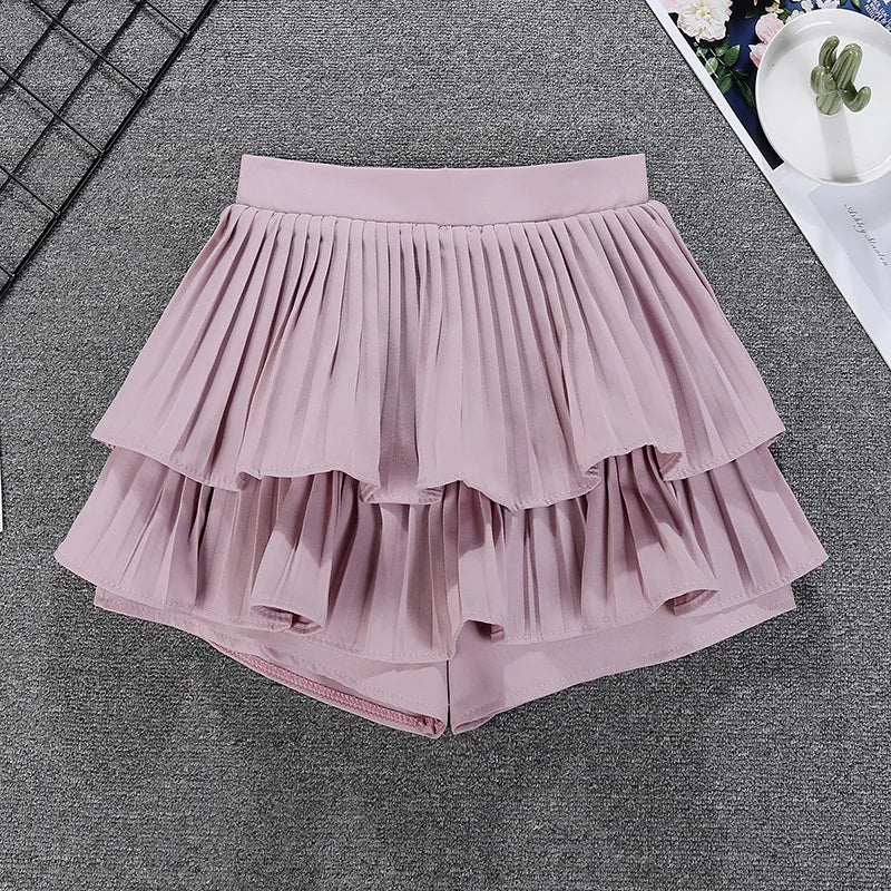 Minifalda con volantes escalonados, cintura alta, capas sueltas, falda corta de gasa, verano primavera, para mujer, atuendo suave de chica hada