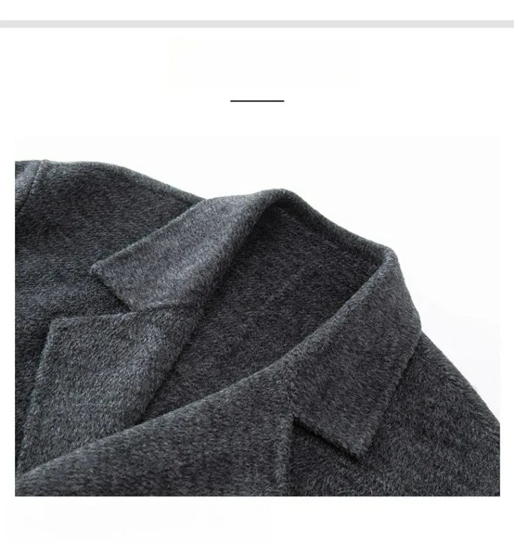 Chaqueta de lana de lujo para hombre Maxbarley, cuello de traje, abrigo ligero y cálido para trabajo, viajes informales, resistente al frío, mezcla de lana para invierno