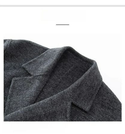 Chaqueta de lana de lujo para hombre Maxbarley, cuello de traje, abrigo ligero y cálido para trabajo, viajes informales, resistente al frío, mezcla de lana para invierno