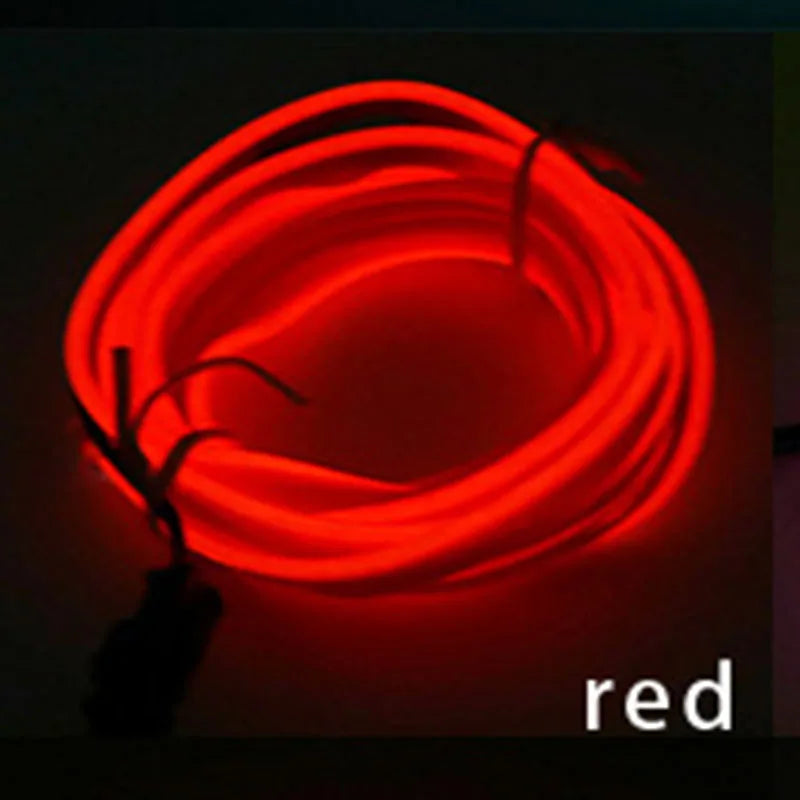 Tira de luces LED de neón para ambiente interior de coche, 5 m/118,11 pulgadas, tubo de luz fría EL flexible para bricolaje, decoración para coche