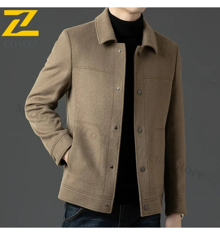 2025 Winter Wool Jacket Male New High Fashion Business Casual Thickening Coat Classic Business Style Windproof Warm TrenchCoat