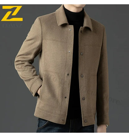 2025 Winter Wool Jacket Male New High Fashion Business Casual Thickening Coat Classic Business Style Windproof Warm TrenchCoat