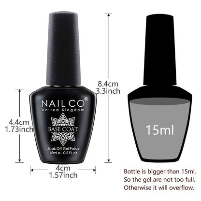 NAILCO 15 ml Capa superior Capa base Gel Imprimación de uñas Removedor de gel Arte de uñas Esmalte semipermanente Esmalte híbrido Suministros para uñas